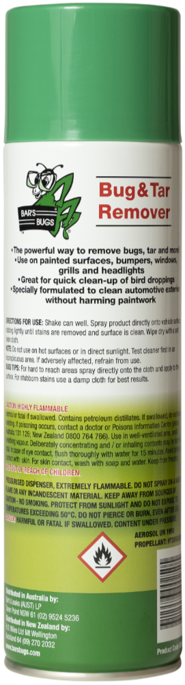 Bug and Tar Remover Aerosol Back