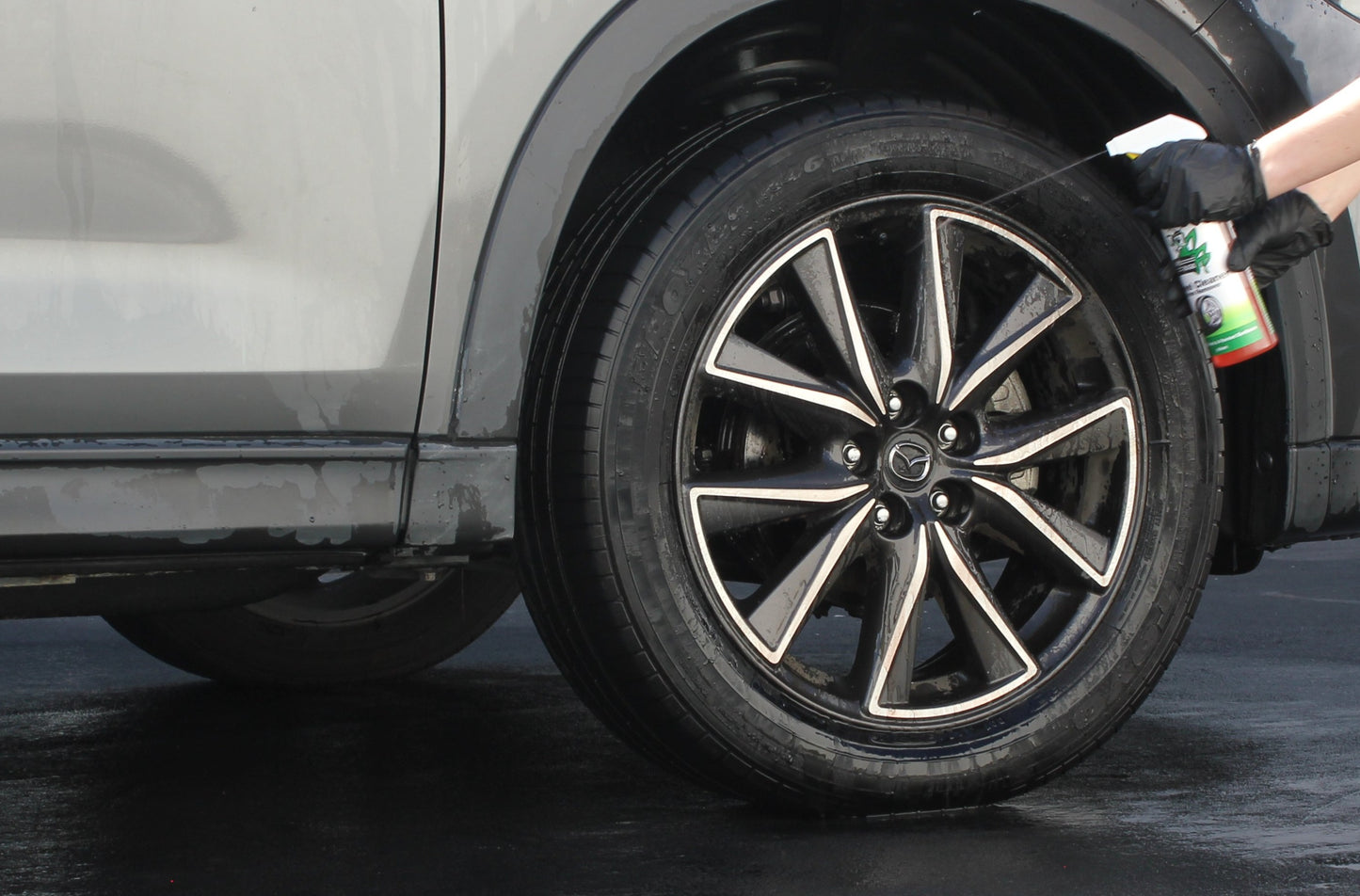 Spraying Wheel Cleaner